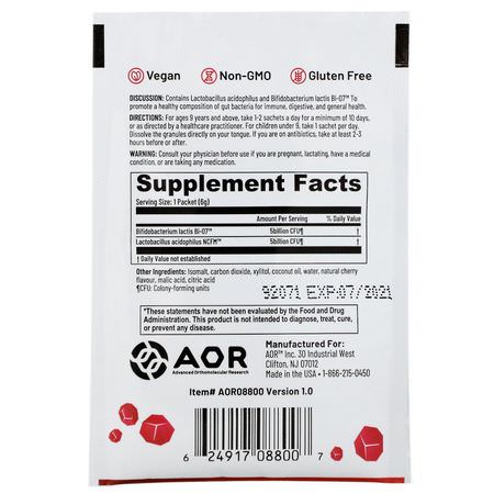 Advanced Orthomolecular Research AOR, Lava Rox, Probiotic for Immune Health, Natural Cherry Flavor, .2 oz (6 g):البر,بي,تيك, الهضم