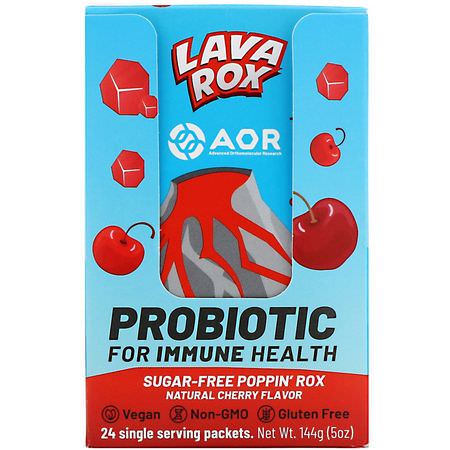 Advanced Orthomolecular Research AOR, Lava Rox, Probiotic for Immune Health, Natural Cherry Flavor, 24 Packets, .2 oz (6 g) Each:البر,بي,تيك, الهضم
