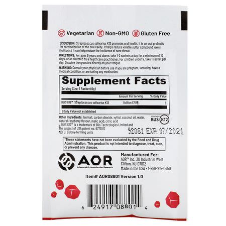 Advanced Orthomolecular Research AOR, Lava Rox, Probiotic for Oral Health, Natural Raspberry Flavor, .2 oz (6 g):البر,بي,تيك, الهضم
