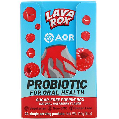 Advanced Orthomolecular Research AOR, Lava Rox, Probiotic for Oral Health, Natural Raspberry Flavor, 24 Packets, .2 oz (6 g) Each:البر,بي,تيك, الهضم