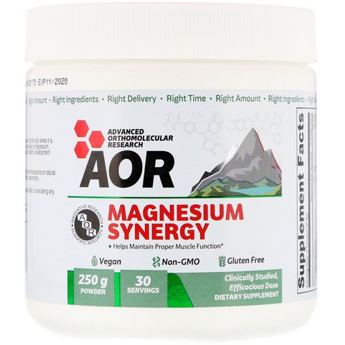 Advanced Orthomolecular Research AOR, Magnesium Synergy Powder, 250 g فوائد