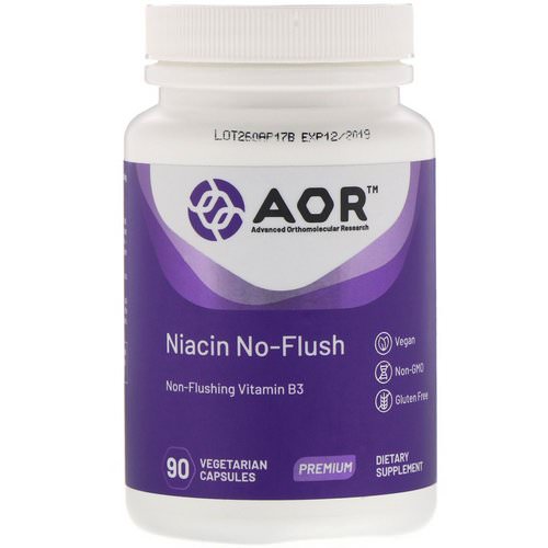 Advanced Orthomolecular Research AOR, Niacin No-Flush, 90 Vegetarian Capsules فوائد
