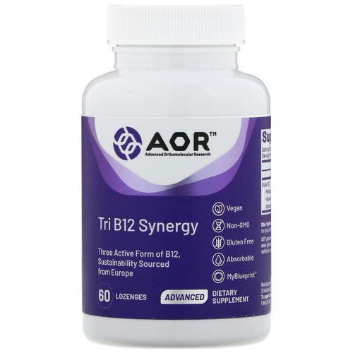 Advanced Orthomolecular Research AOR, Tri B12 Synergy, 60 Lozenges فوائد