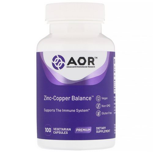 Advanced Orthomolecular Research AOR, Zinc-Copper Balance, 100 Vegetarian Capsules فوائد