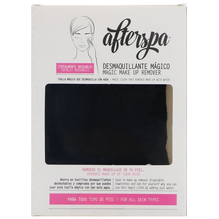 AfterSpa, Magic Make Up Remover Reusable Cloth, Black, 1 Cloth:الجمال, فرش المكياج