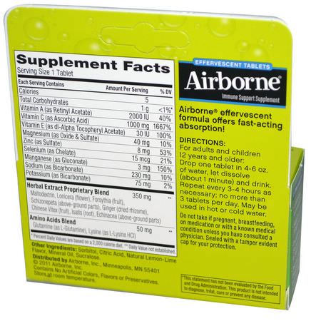 AirBorne, Blast of Vitamin C, Lemon-Lime, 10 Effervescent Tablets:الأنفل,نزا ,السعال