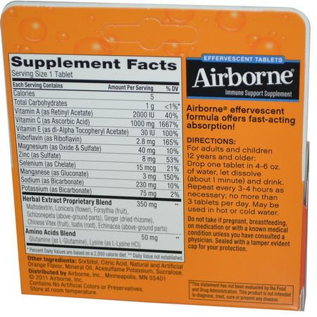 AirBorne, Blast of Vitamin C, Zesty Orange, 10 Effervescent Tablets:الأنفل,نزا ,السعال