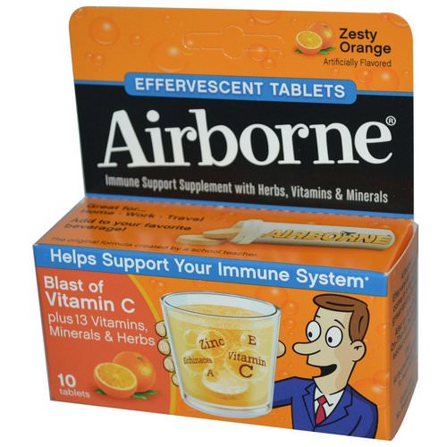 AirBorne, Blast of Vitamin C, Zesty Orange, 10 Effervescent Tablets فوائد
