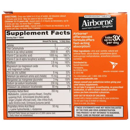 AirBorne, Original, Immune Support, Blast of Vitamin C, Zesty Orange, 3 Tubes, 10 Effervescent Tablets Each:الإنفل,نزا ,السعال