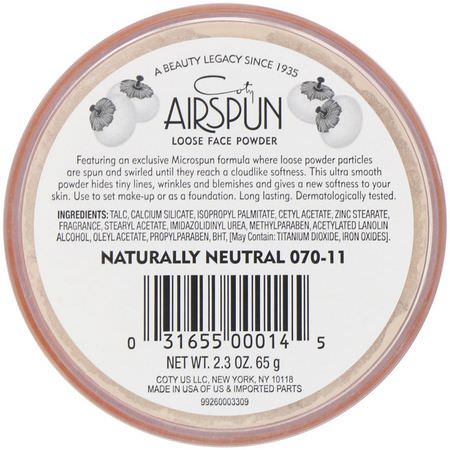 Airspun, Loose Face Powder, Naturally Neutral 070-11, 2.3 oz (65 g):رذاذ الإعداد, المسح,ق