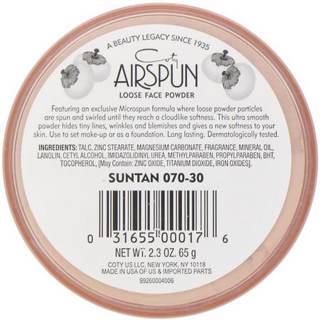 Airspun, Loose Face Powder, Suntan 070-30, 2.3 oz (65 g):رذاذ الإعداد, المسح,ق
