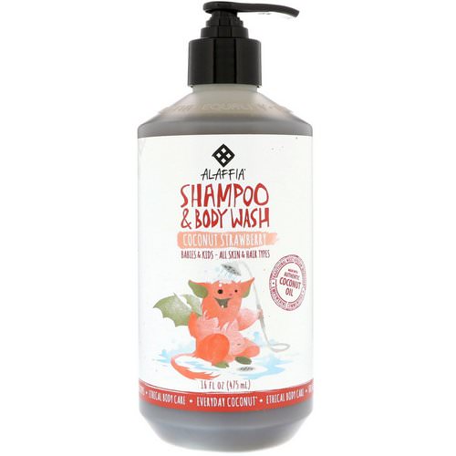 Alaffia, Everyday Coconut, Shampoo & Body Wash, Babies & Kids, Coconut Strawberry, 16 fl oz (475 ml) فوائد