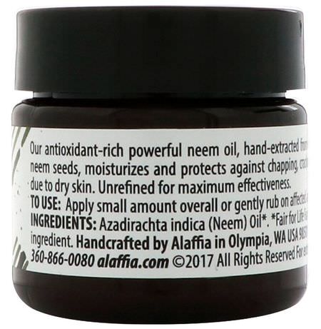 Alaffia, Neem Oil, Unrefined, 0.8 fl oz (24 ml):حكة في الجلد, جافة