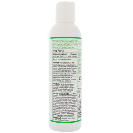 Alba Botanica, Acne Dote, Deep Pore Wash, Oil-Free, 6 fl oz (177 ml):حمض الساليسيليك, المنظفات