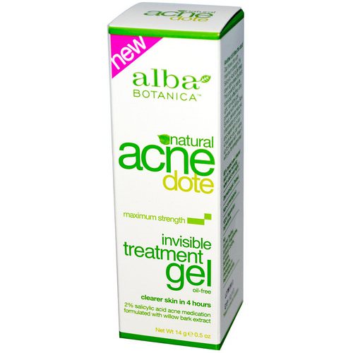 Alba Botanica, Acne Dote, Invisible Treatment Gel, Oil-Free, 0.5 oz (14 g) فوائد