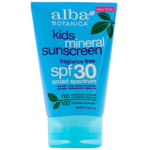 Alba Botanica, Mineral Sunscreen, Kids, SPF 30, 4 oz (113 g) فوائد
