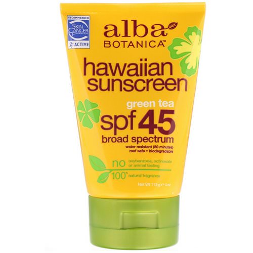 Alba Botanica, Natural Hawaiian Sunscreen, SPF 45, 4 oz (113 g) فوائد