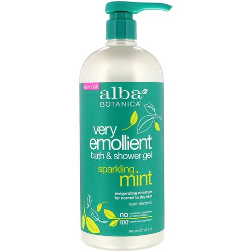 Alba Botanica, Very Emollient, Bath & Shower Gel, Sparkling Mint, 32 fl oz (946 ml) فوائد