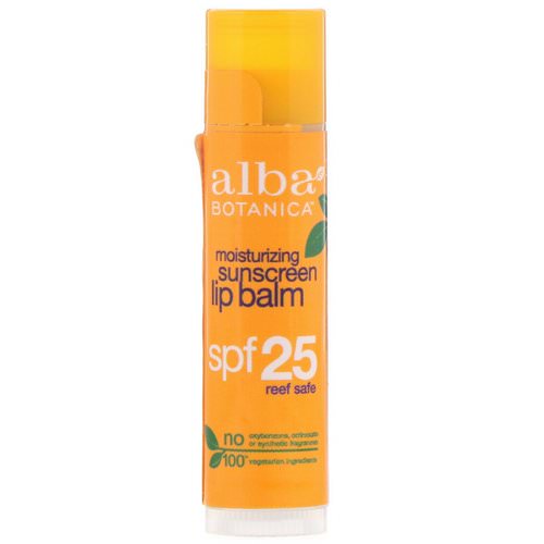 Alba Botanica, Moisturizing Sunscreen Lip Balm, SPF 25, .15 oz (4.2 g) فوائد