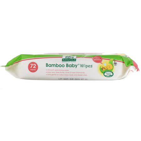 Aleva Naturals, Bamboo Baby Wipes, Ultra Sensitive, 72 Wipes, 6.7 x 7.9 in (17 x 20 cm):مناديل الأطفال, حفاضات الأطفال