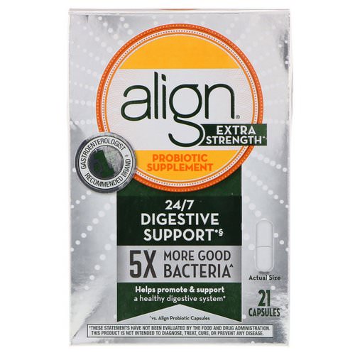 Align Probiotics, 24/7 Digestive Support, Probiotic Supplement, Extra Strength, 21 Capsules فوائد
