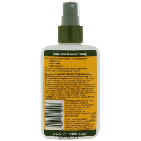 All Terrain, Kids Herbal Armor, Natural Insect Repellent, 4 fl oz (120 ml):طارد الحشرات, حشرة الأطفال