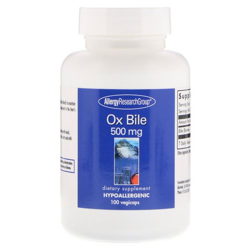 Allergy Research Group, Ox Bile, 500 mg, 100 Vegetarian Capsules فوائد