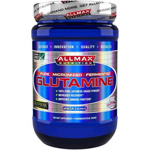 ALLMAX Nutrition, 100% Pure Micronized Glutamine, Gluten-Free + Vegan + Kosher Certified, 14.1 oz (400 g) فوائد
