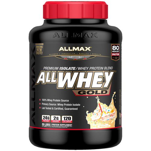 ALLMAX Nutrition, AllWhey Gold, 100% Whey Protein + Premium Whey Protein Isolate, Birthday Cake, 5 lbs (2.27 kg) فوائد