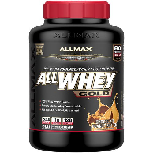 ALLMAX Nutrition, AllWhey Gold, 100% Whey Protein + Premium Whey Protein Isolate, Chocolate Peanut Butter, 5 lbs. (2.27 kg) فوائد
