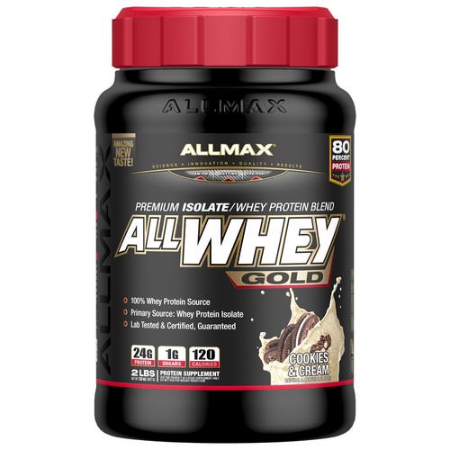 ALLMAX Nutrition, AllWhey Gold, 100% Whey Protein + Premium Whey Protein Isolate, Cookies & Cream, 2 lbs (907 g) فوائد