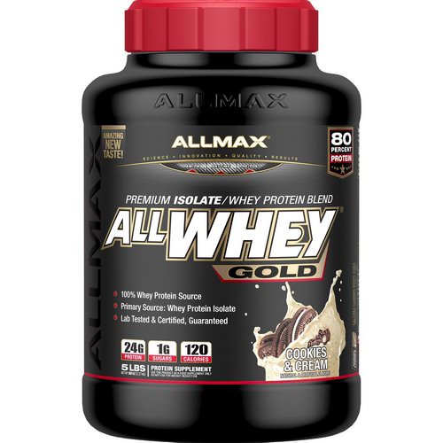 ALLMAX Nutrition, AllWhey Gold, 100% Whey Protein + Premium Whey Protein Isolate, Cookies & Cream, 5 lbs (2.27 kg) فوائد
