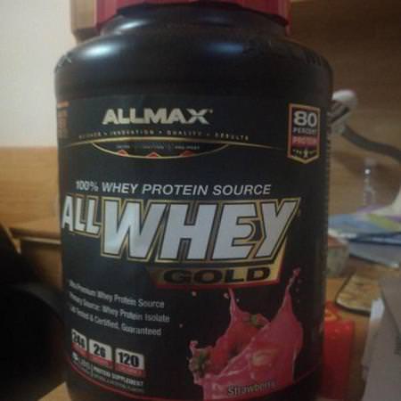 ALLMAX Nutrition, AllWhey Gold, 100% Whey Protein + Premium Whey Protein Isolate, Strawberry, 2 lbs (907 g)