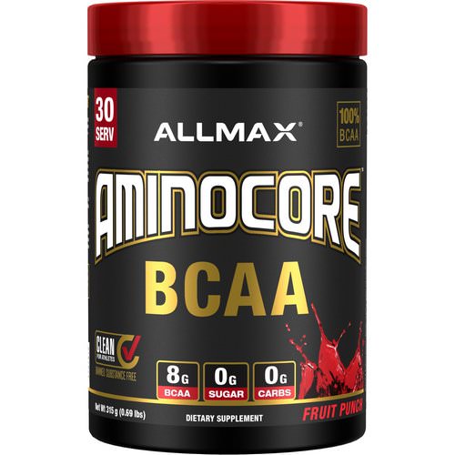 ALLMAX Nutrition, AMINOCORE, BCAA, 8G BCAA + 0 Sugar + 0 Carbs, Fruit Punch, 0.69 lbs (315 g) فوائد