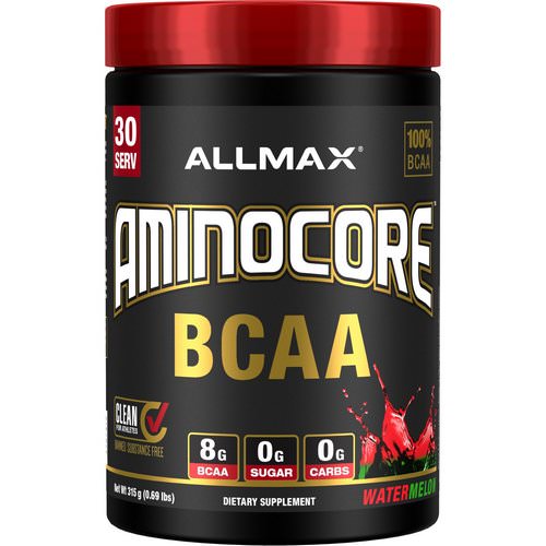 ALLMAX Nutrition, AMINOCORE, BCAA, 8G BCAA + 0 Sugar + 0 Carbs, Watermelon, 0.69 lbs (315 g) فوائد