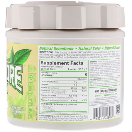 ALLMAX Nutrition, Aminocore Natural, Instantized BCAAs, Cucumber Melon, 13.3 oz (378 g):BCAA,الأحماض الأمينية
