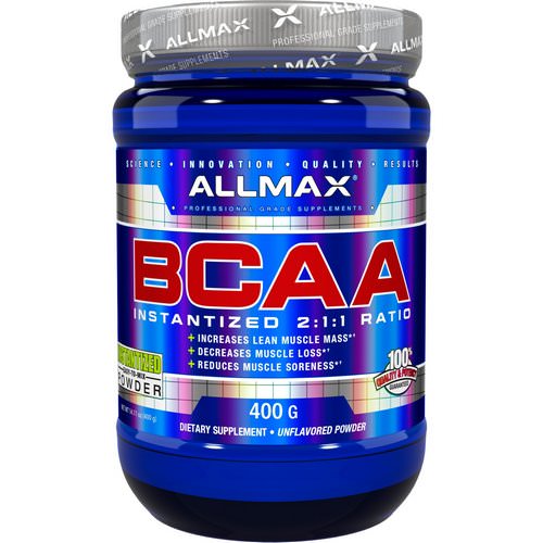 ALLMAX Nutrition, BCAA Instantized 2:1:1 Ratio, Unflavored Powder, 400 g فوائد