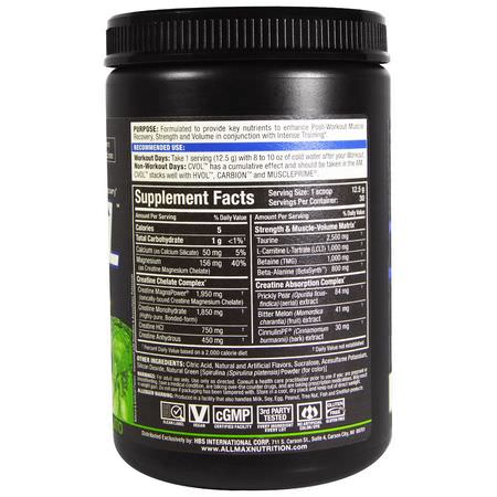 ALLMAX Nutrition, C:VOL, Professional-Grade Creatine + Taurine + L-Carnitine Complex, Coconut Lime Mojito, 13.2 oz (375 g):الأحماض الأمينية