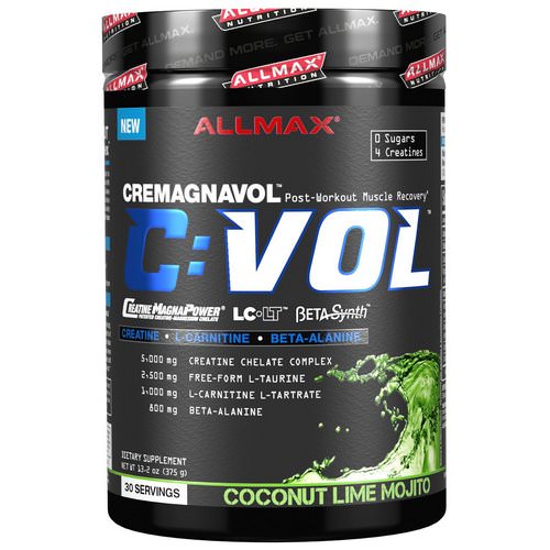 ALLMAX Nutrition, C:VOL, Professional-Grade Creatine + Taurine + L-Carnitine Complex, Coconut Lime Mojito, 13.2 oz (375 g) فوائد