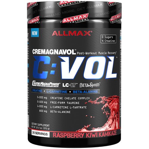 ALLMAX Nutrition, C:VOL, Professional-Grade Creatine + Taurine + L-Carnitine Complex, Raspberry Kiwi Kamikaze, 13.2 oz (375 g) فوائد