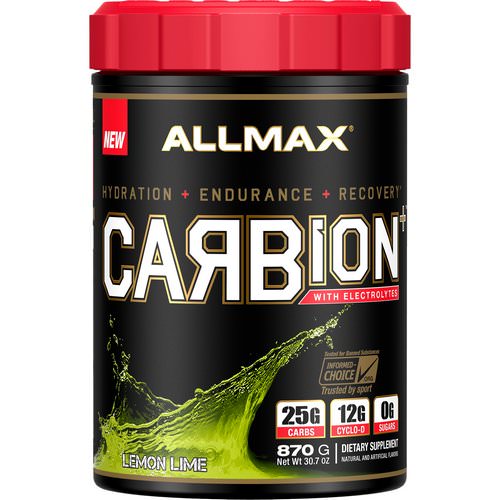 ALLMAX Nutrition, CARBion+ with Electrolytes + Hydration, Gluten-Free + Vegan Certified, Lemon Lime, 1.91 lbs (870 g) فوائد