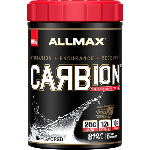 ALLMAX Nutrition, CARBion+ with Electrolytes + Hydration, Gluten-Free + Vegan Certified, Unflavored, 1.85 lbs (840 g) فوائد