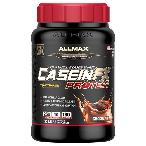 ALLMAX Nutrition, CaseinFX, 100% Casein Micellar Protein, Chocolate, 2 lbs. (907 g) فوائد