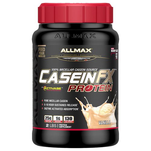 ALLMAX Nutrition, CaseinFX, 100% Casein Micellar Protein, Vanilla, 2 lbs. (907 g) فوائد