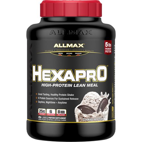 ALLMAX Nutrition, Hexapro, High-Protein Lean Meal, Cookies & Cream, 5 lbs (2.27 kg) فوائد