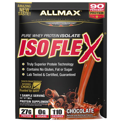 ALLMAX Nutrition, Isoflex, 100% Ultra-Pure Whey Protein Isolate (WPI Ion-Charged Particle Filtration), Chocolate, 1 Sample Serving, 1.06 oz (30 g) فوائد