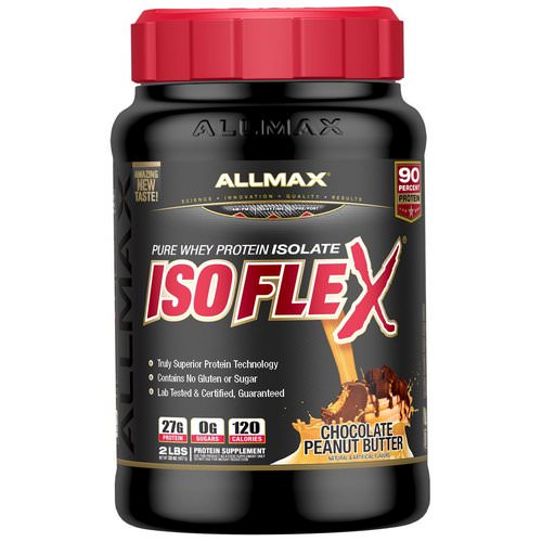 ALLMAX Nutrition, Isoflex, Pure Whey Protein Isolate (WPI Ion-Charged Particle Filtration), Chocolate Peanut Butter, 2 lbs (907 g) فوائد