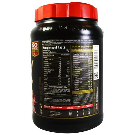 ALLMAX Nutrition, Isoflex, Pure Whey Protein Isolate (WPI Ion-Charged Particle Filtration), Strawberry, 2 lbs. (907 g):بر,تين مصل اللبن, التغذية الرياضية