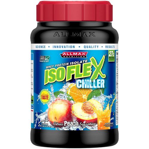ALLMAX Nutrition, Isoflex Chiller, 100% Ultra-Pure Whey Protein Isolate (WPI Ion-Charged Particle Filtration), Citrus Peach Sensation, 2 lbs (907 g) فوائد