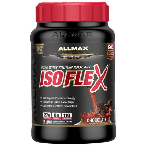 ALLMAX Nutrition, Isoflex, Pure Whey Protein Isolate (WPI Ion-Charged Particle Filtration), Chocolate, 2 lbs (907 g) فوائد